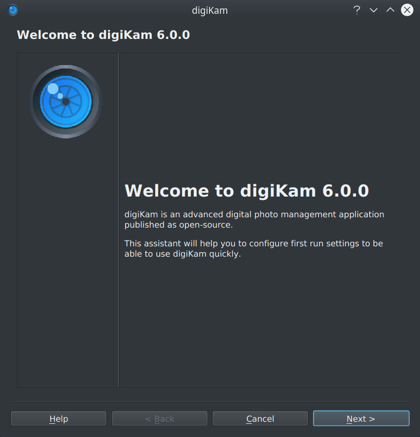 digiKam setup assistant screen